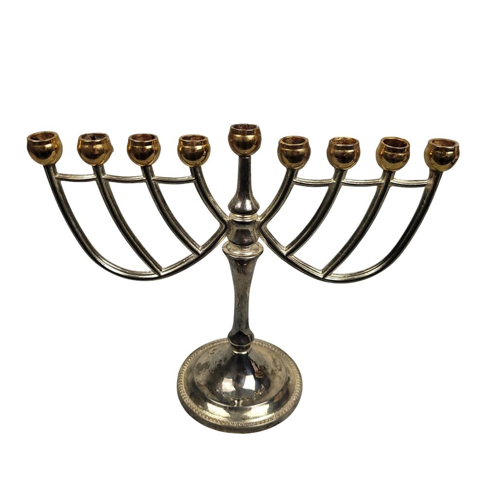 Godinger Vintage Silver Plated & Brass Menorah 5.75"x7" Judaica Metalware